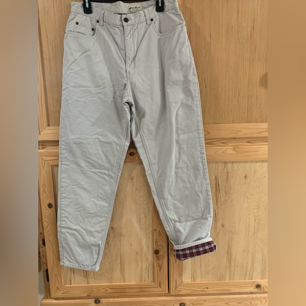 Eddie Bauer Khaki Flannel Lined Chinos Sz 14